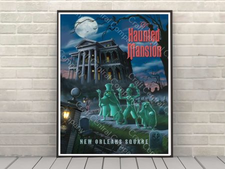 Haunted Mansion Poster Vintage Disney Attraction Poster New Orleans Square Magic Kingdom For Cheap