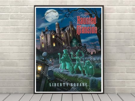 Haunted Mansion Poster Disney Attraction Poster Liberty Square Vintage Disney Posters Disney World (1 Hidden Mickey) For Cheap