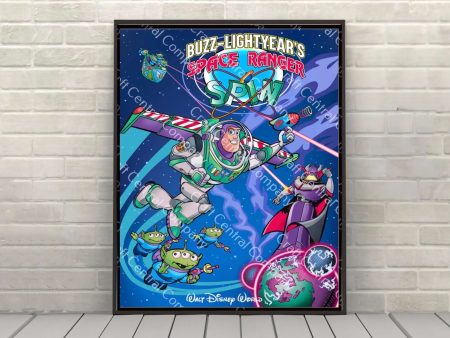 Buzz Lightyear Space Ranger Spin Disney World Attraction Poster Toy Story Poster Vintage Tomorrowland Poster Hot on Sale